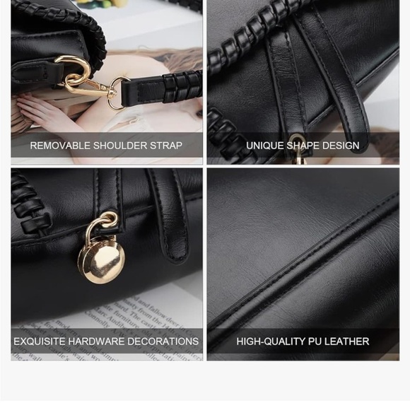 Black leather saddle bag crossbody new with detachable straps - Picture 4 of 6